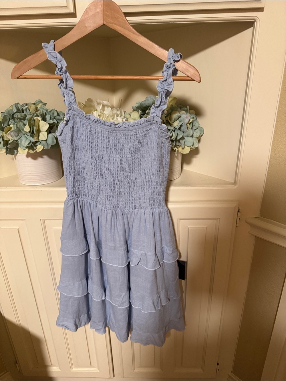 Lulu's Light Blue Ruffled Smocked Mini Dress